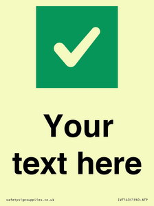 Custom plain background, green square with tick sign
